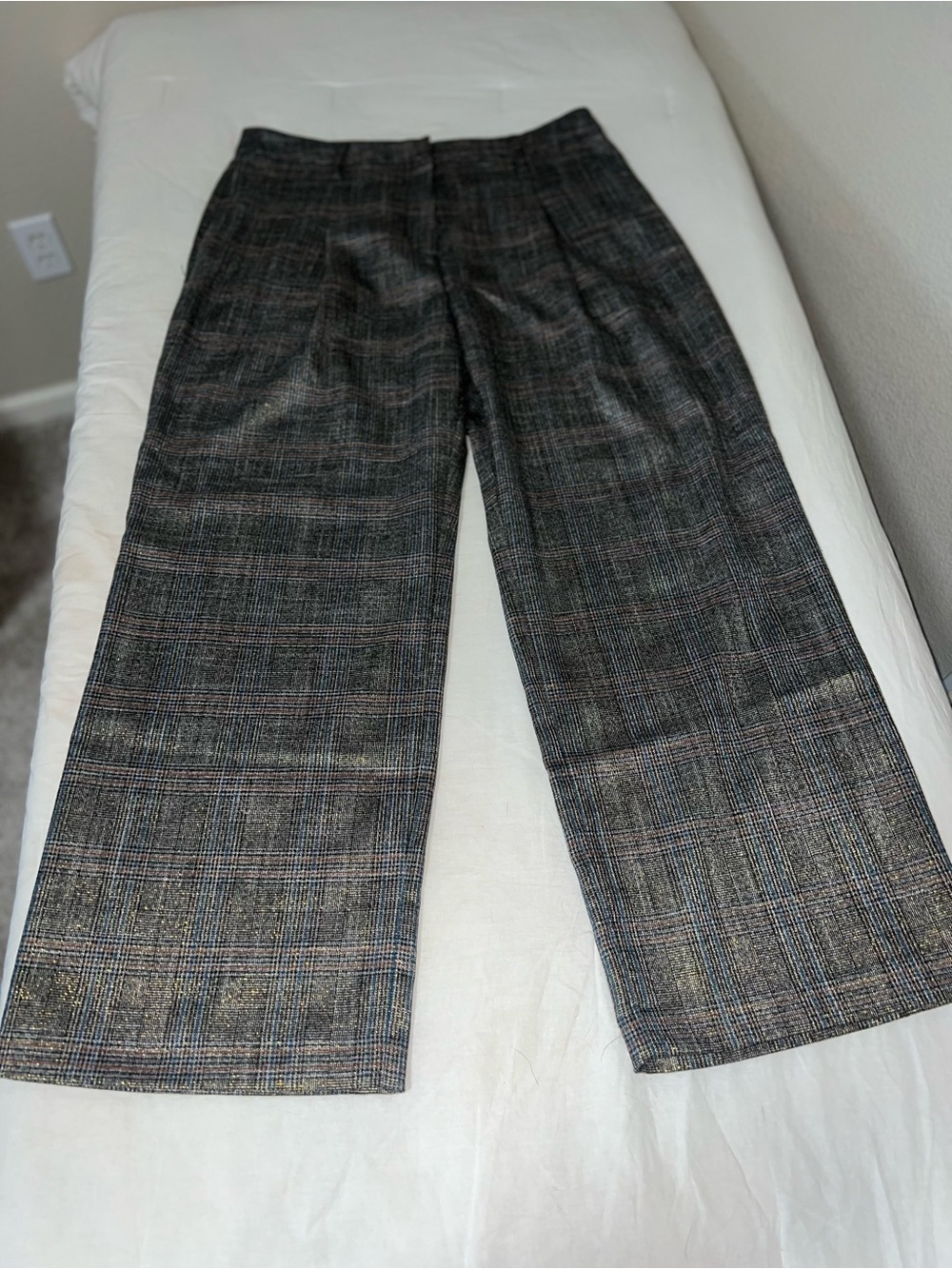 Jason Wu Wide-Leg Plaid Dress Pants - Black/Brown/Blue